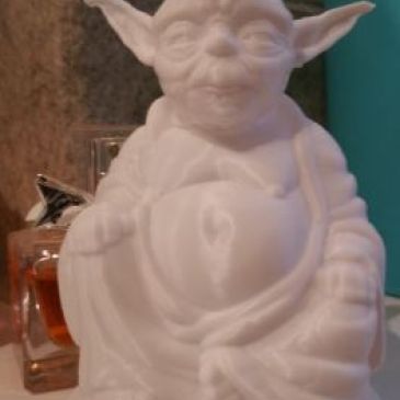 Buddha Yoda figure in white