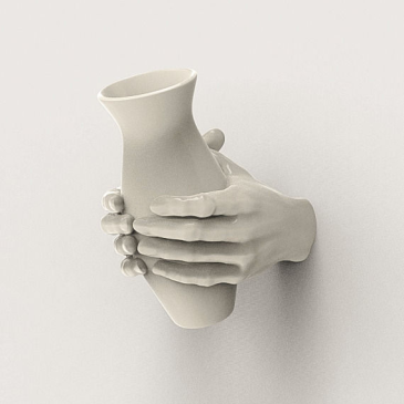 White vase holder with hands for wall mount